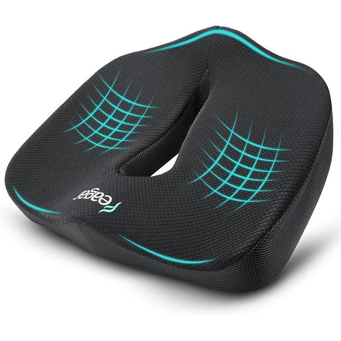 Coussin Coccyx - Nouveau Coussin en Mousse à Mémoire de Forme XXL (2024) Coussin Ergonomique Extra large (90-150KG) Noir
