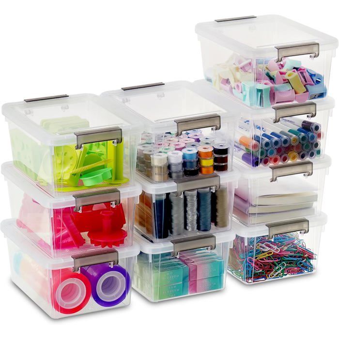 Lot de Boîtes de Rangement Transparentes Empilables 1.25L - Stockage Compact et Organisé