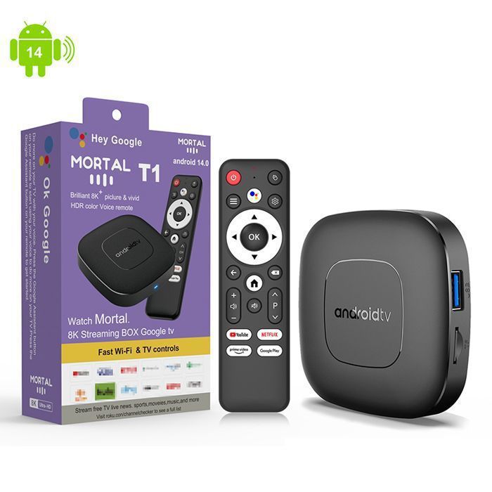 TV Box - 2GO+ 16GO - Lecteur Streaming 4K - BT5.4 - Android TV - Android 14.0 - WiFi 2.4/5.8G - Boîtier multimédia