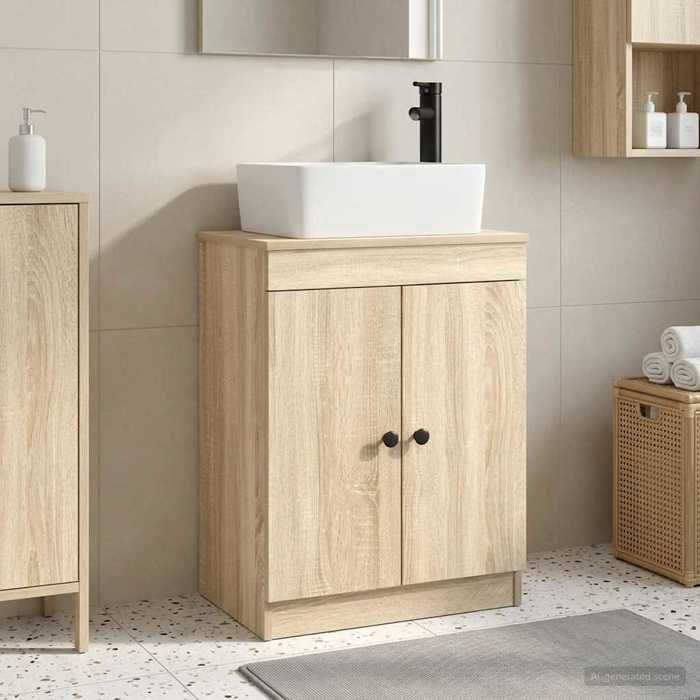 vidaXL Meuble de salle de bain avec évier Chêne Sonoma 54 x 35 x 83 cm 890132