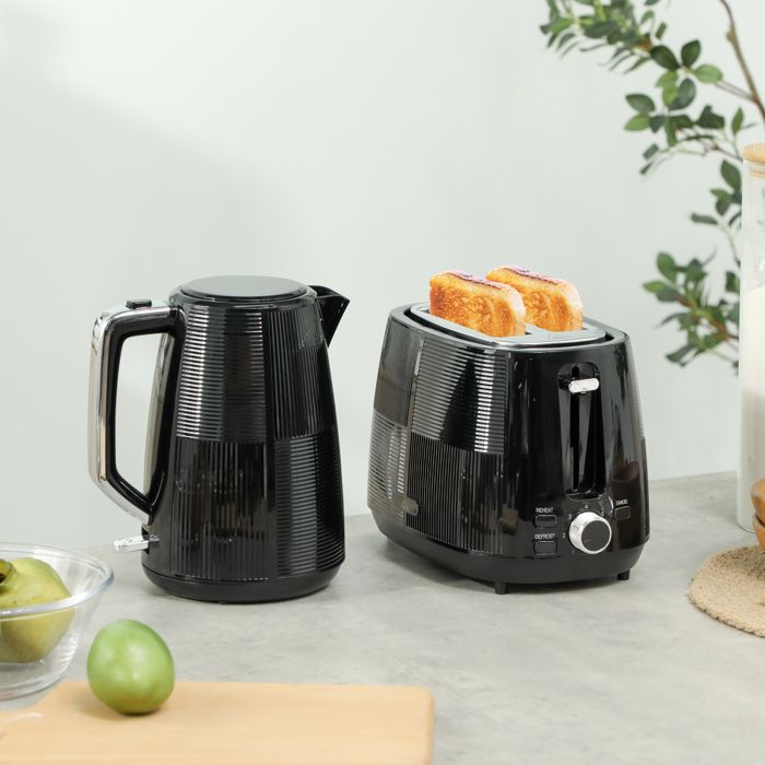 Set bouilloire et grille-pain 17 L noir en acier inoxydable avec différentes fonctions