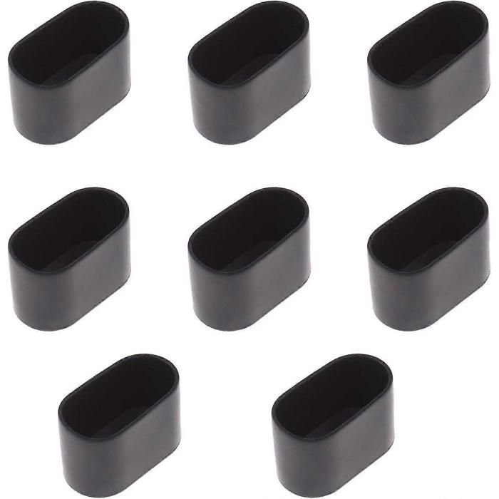 Lot de 8 embouts ovales pour pieds de table ou de chaise - Caoutchouc souple - Anti-rayures - 40 x 20 mm - Noir