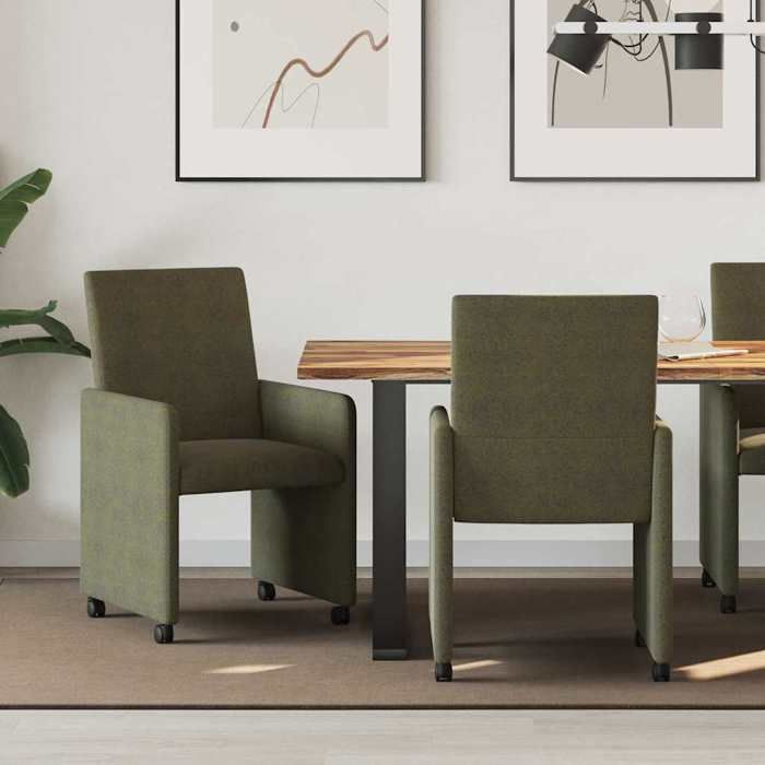 Chaise intérieure moderne vidaXL Fauteuils de Salle à Manger avec Roues 2 pcs Vert armée(7153）