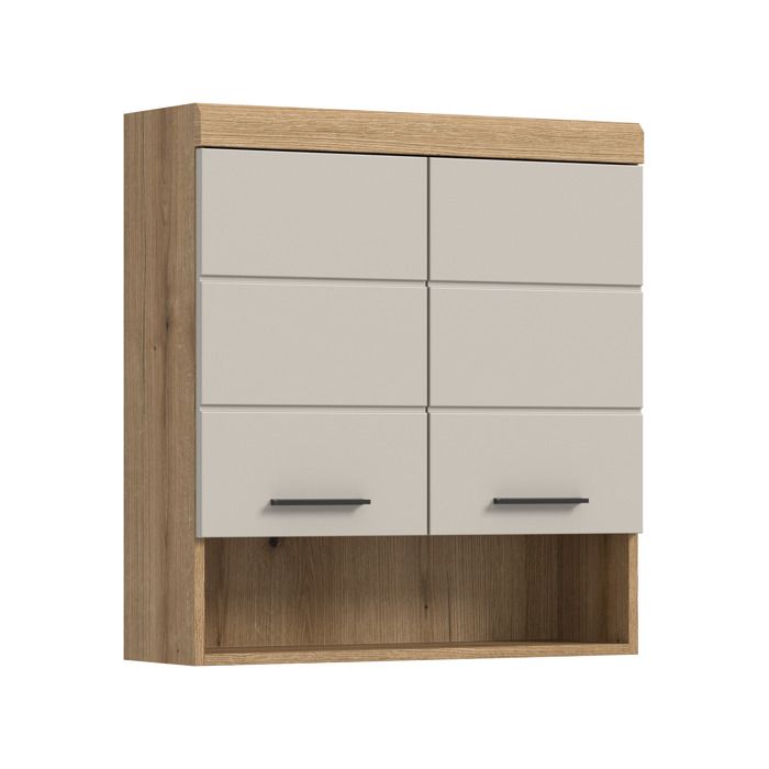 Armoire murale de salle de bain [en.casa] Scout 74 x 24 x 79 cm chêne Evoak et cachemire mat