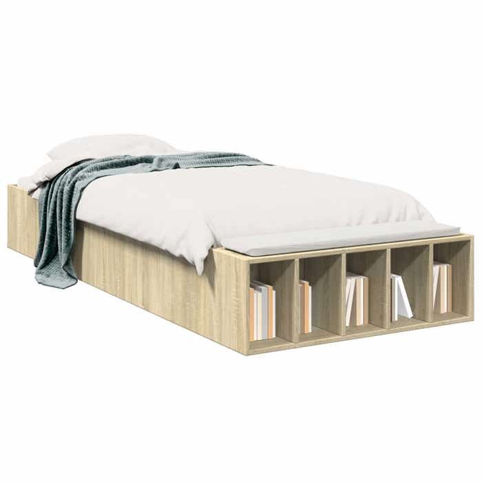 Lit coffre - Cadre de lit simple avec rangement - vidaXL - chêne sonoma - bois dingénierie - 80 x 200 cm 2437005