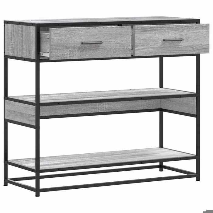 Table console sonoma gris 90x35x80 cm bois dingénierie_2 ans garantie_96193