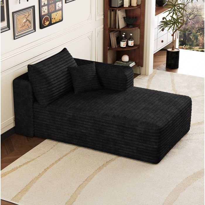 Canape Convertible 1 Place En Tissu Noir Chauffeuse Angle Gauche FloraGrace Pour Salon Ou Chambre Sans Montage 151x90x84cm