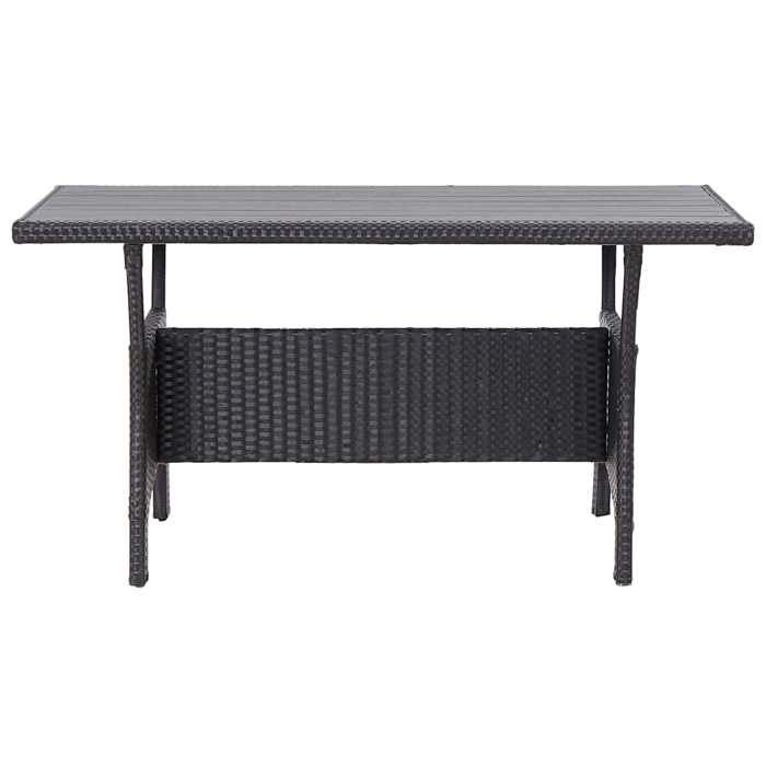 NEW Table de jardin noir 120x70x66 cm Résine tressée Mobilier de jardin_77876