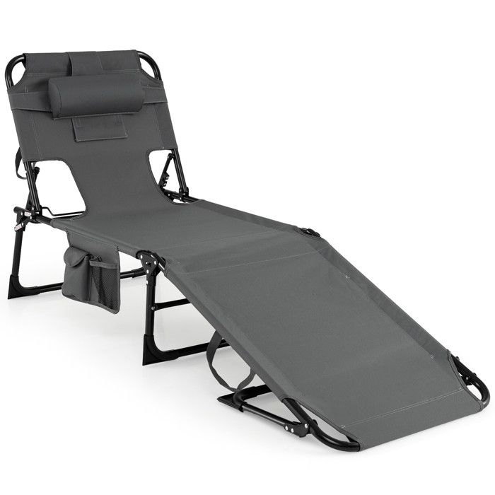 Pliable et facile à transporter chaise de bronzage avec dossier réglable et ouvertures visage et bras