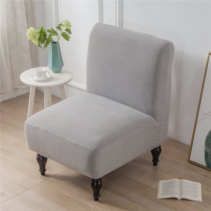 Extensible Jacquard Housses de Chaise sans AccoudoirsHousse de Fauteuil pour Accent sans Bras de Grande Taille Protege (Gris