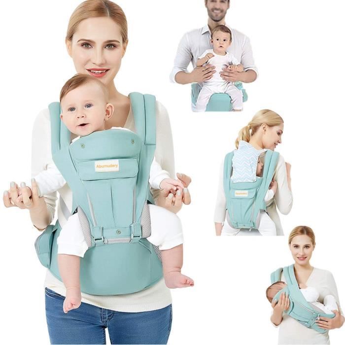 Porte bébé ABURNUDREY Ergonomique avec Siège à Hanche/Pur Coton Léger et Respirant/Multiposition Bleu