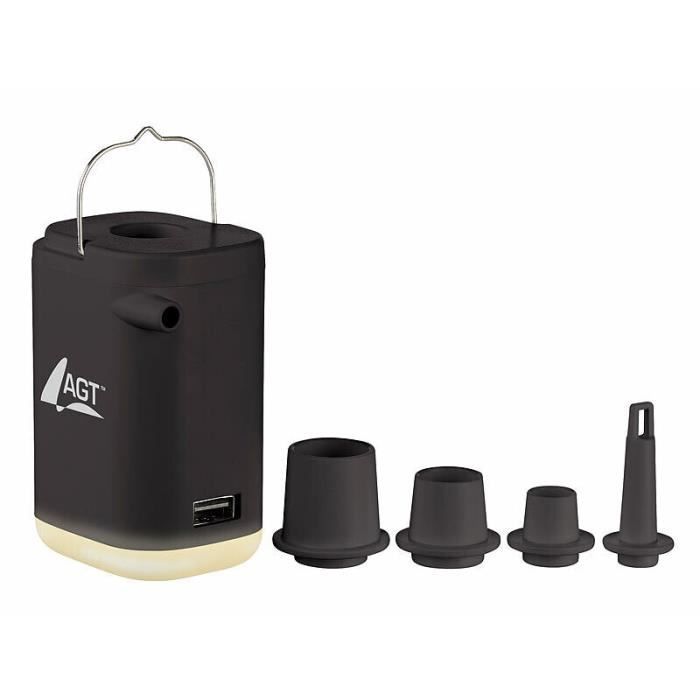 Pompe à air électrique gonfleur sans fil - AGT - avec fonction batterie dappoint - 4 embouts interchangeables