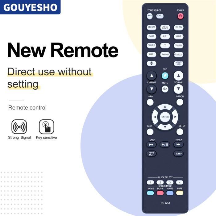 Télécommande De Rechange RC-1244 Pour Ampli Home Cinéma Denon AVR-S760H, AVR-X1700H - Compatible Avec Plusieurs Modèles