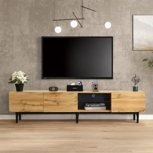 meuble tv led variables en grain de bois style moderne - 175 (l) x 31 (w) x 41 (h) cm