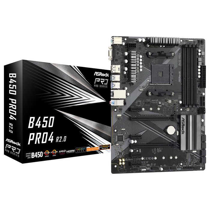 B450 PRO4 R2.0 ATX AM4 4 DDR4 TU Noir