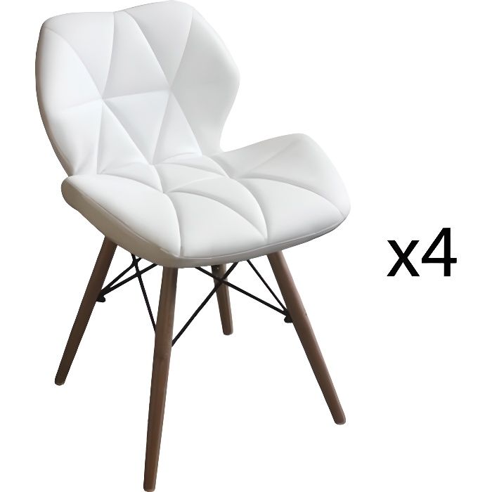 Lot De 2 Chaises Blanche Scandinave Pieds En Bois  Cdiscount Maison
