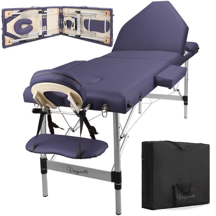 Vesgantti Table de Massage Pliante Aluminium 3 Sections Lit de Massage