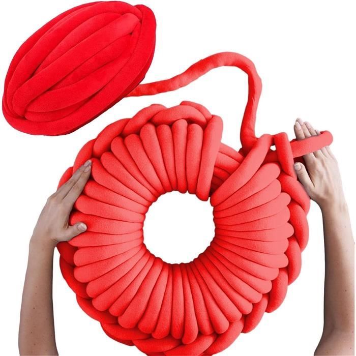 MeYuxg Grosse Laine à Tricoter à La Main Rose, 25M Pelote Laine Grosse