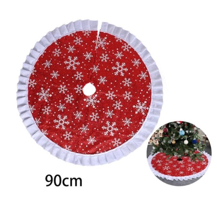 Jupe De Sapin De Noël 48 Pouces - Tissu Tartan Rouge à Carreaux - Cercle Pour Temps Des Fêtes