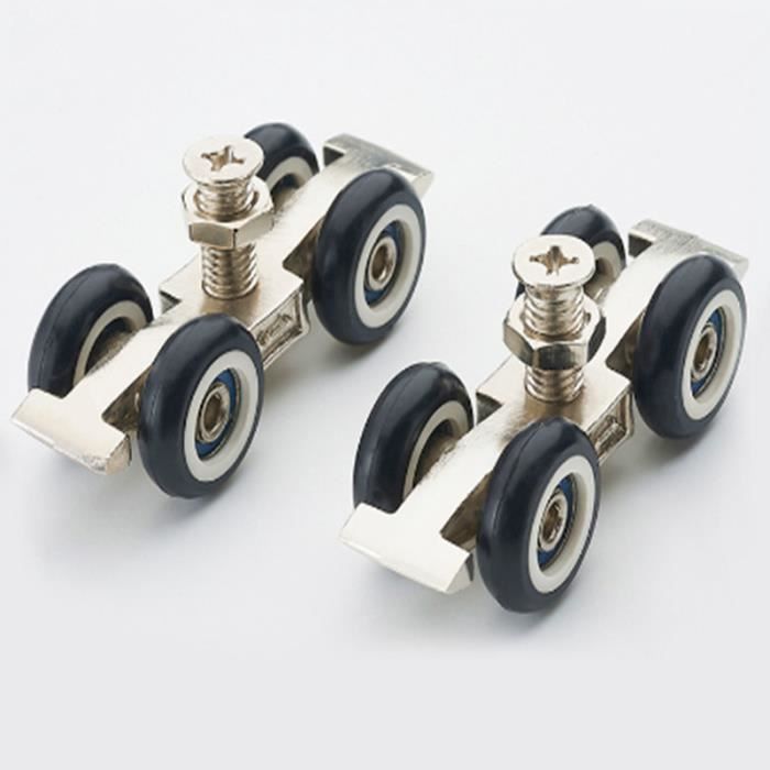 Lot 4 Roulettes Porte Coulissante Acier Inoxydable – Poulies Silencieuses Double Entraînement Pour Placard, Baie Vitrée, Fenêtre