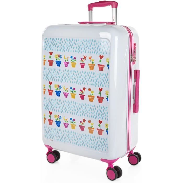 Valise Rigide Smiley Originals Moyenne – Polycarbonate, 4 Roues, Cadenas, Dimensions 44x61x27 Cm (63 L), Poids 3,7 Kg