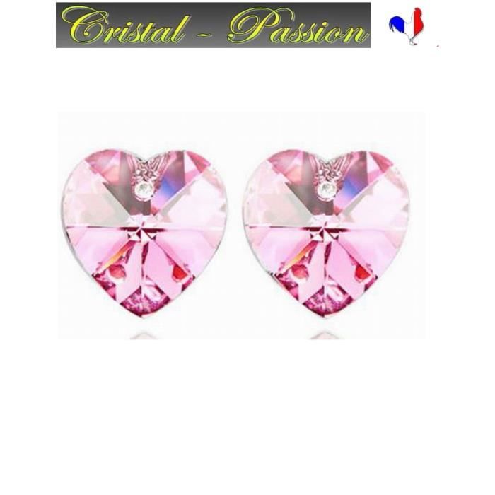 Boucle Oreille femme cristal Autrichien Coeur