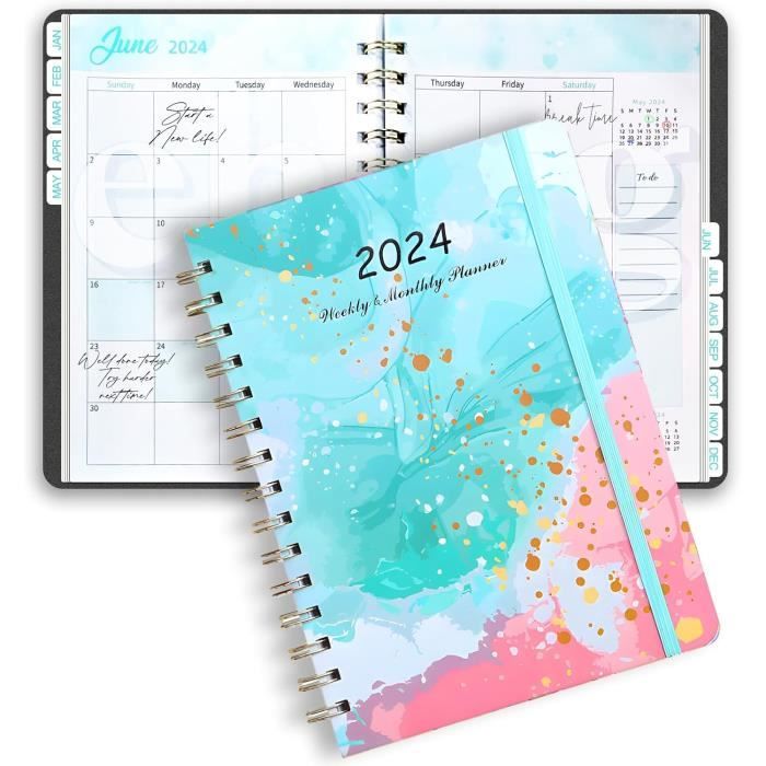 Agenda Journalier 2026 Format A5 – 200 Pages, Couverture Bicolore Rose, étiquettes Mensuelles