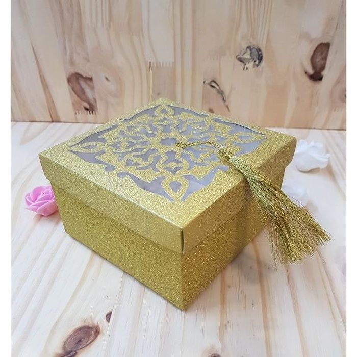 Boite A Gateau Avec Pompon Coulure Dore Pour Mariage Ou Bapteme X25 Cdiscount Maison