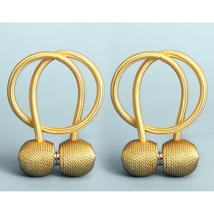 COOLPEEN Lot De 2 Embrasses Rideaux Magnétiques Dorées - 40,6 Cm Corde Décorative Moderne