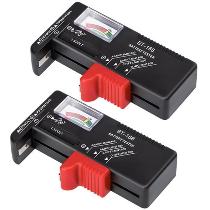 Lot de verificateur de pile 2 testeur de piles batterie portables  universels pour AA AAA C D 9 V 3,7 V 1,5 V 18650 Affichage numérique de  petites testeur de piles boutons