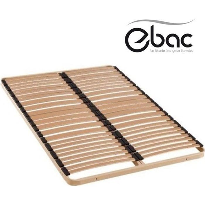 Sommier à lattes EBAC 140x190 - 40 lattes multiplis - Gris Sommier à lattes EBAC 140x190 - 40 lattes multiplis - Gris