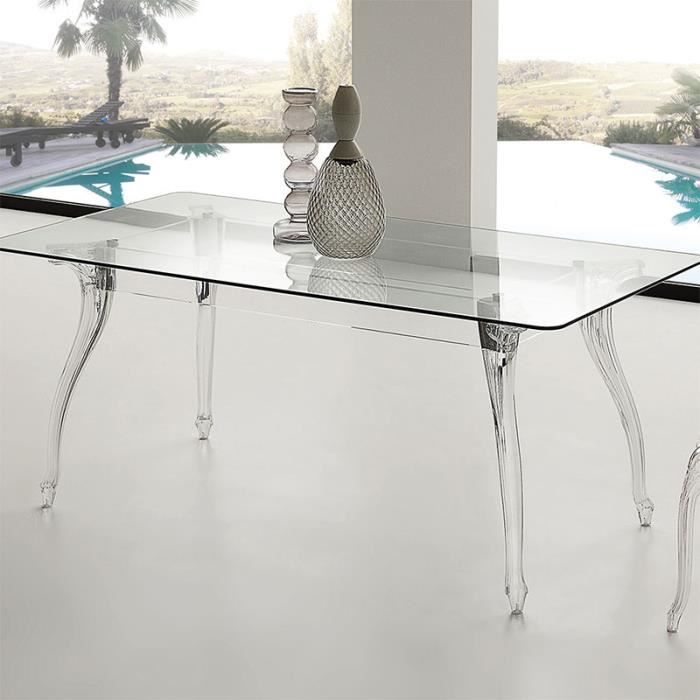 Table à manger en verre design CHARLYNE 180 cm - Cdiscount Maison