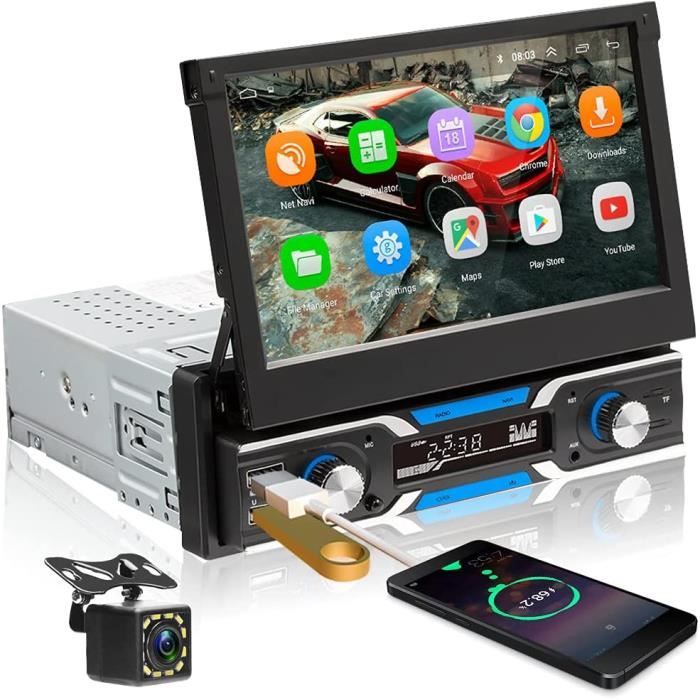 Autoradio 1 Din Retractable Bluetooth 7 Pouces 1080P HD Écran Tactile Poste Radio  Voiture Radio FM SD-USB-AUX Lien Miroir pour[331] - Cdiscount Auto