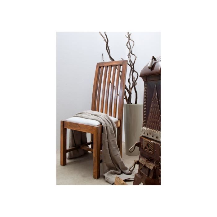 Chaise rembourrée - Bois massif dacacia laqué (Miel) - Style colonial - OXFORD 030 Chaise rembourrée - Bois massif dacacia laqué (Miel) - Style colonial - OXFORD 030