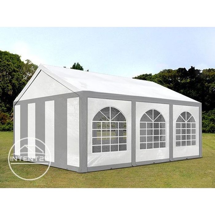 4x6m PVC Barnum Tente brasserie Tente Tente de jardin chapiteau pavillon gris-blanc nouveau