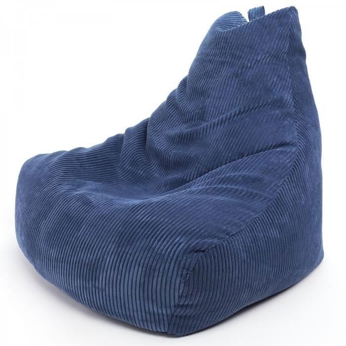 Pouf Poire Fauteuil KEIKO M Velours côtelé Bleu