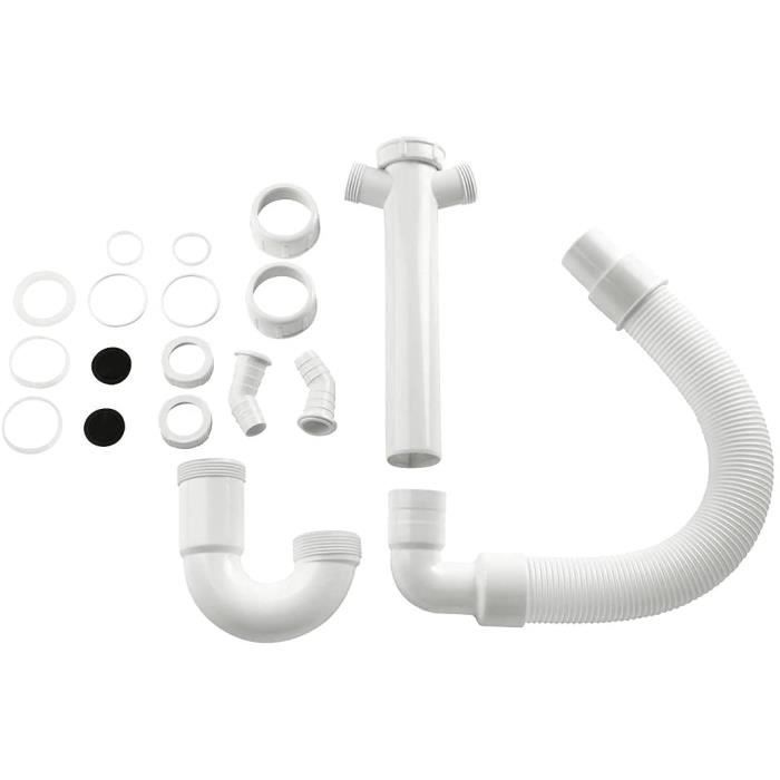 Siphon (pour évier, lavelinge et lavevaisselle, 1,5", 2 ports pour siphon 1" (2,54 cm) et 2