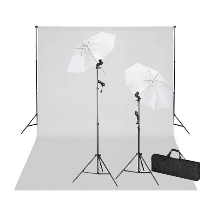 Kit de studio VIDAXL avec toile de fond blanche 600x300 cm et lumières