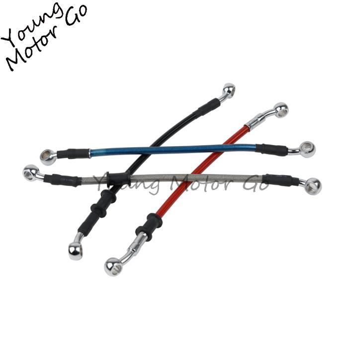 Tuyau De Frein Hydraulique Tressé Moto Court 27/34/40cm - Banjo 10mm Compatible Suzuki Yamaha - Noir