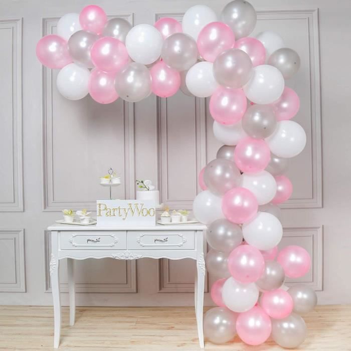 Rose Blanc Argent Ballon 100pcs 12 Pouces Rose Pale Ballon Baudruche Blanc Argente Ballons Latex Pour Anniversaire Argent Deco Mar Cdiscount Maison