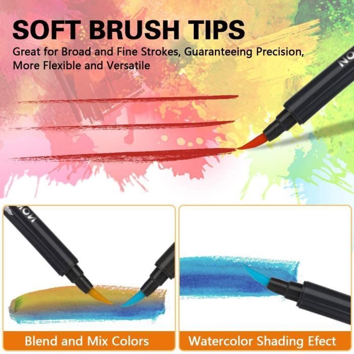 Nabance 72 Stylo Aquarelle Dual Brush Pen 1 Livre de Coloriage 3 Aqua Brush 10 Papier Aquarelle Feutres Pinceaux pour Coloriage Adulte et Enfant Dessin Bullet Journal Calligraphie Nabance 72 Stylo Aquarelle Dual Brush Pen 1 Livre de Coloriage 3 Aqua Brush 10 Papier Aquarelle Feutres Pinceaux pour Coloriage Adulte et Enfant Dessin Bullet Journal Calligraphie