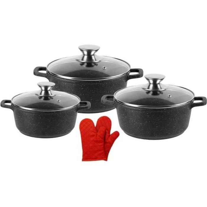 xxl-set de cuisson 6 tgl. casserole induction fonte d'aluminium