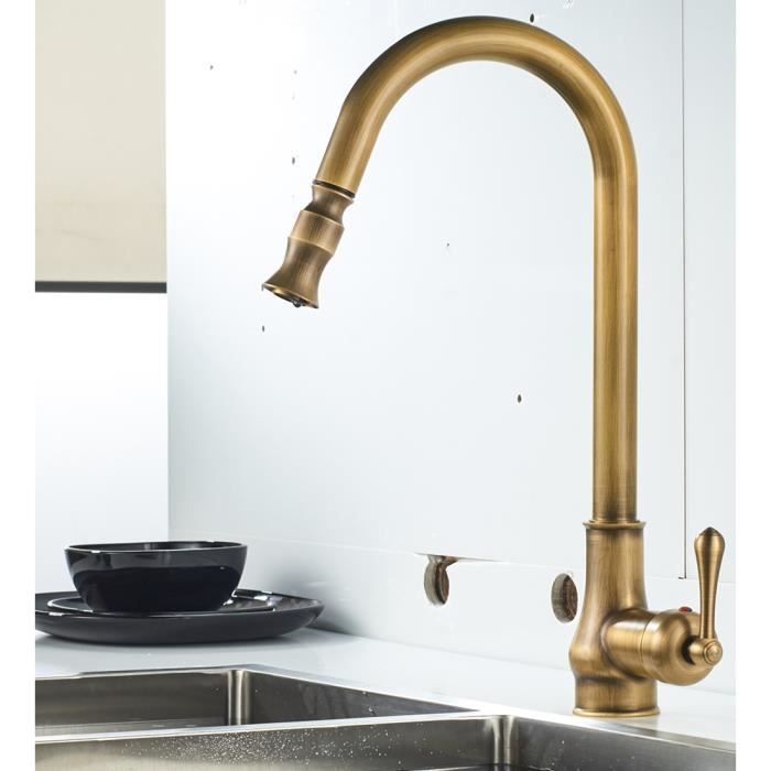Lavabo Céramique Blanc Avec Mélangeur Laiton Antique Et Bonde – FD