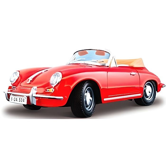Modèle réduit - Porsche 356 b Cabriolet (1961) - BBURAGO - Echelle 1/24 - Rouge