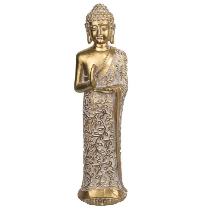 BY SIGRIS - Figure Bouddha avec un pied en résine dorée