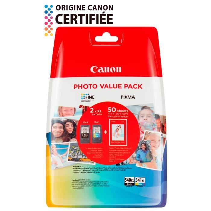 CANON Pack de 2 cartouches d'encre PG-540XL / CL-541XL grande capacité Noir + Couleur (PG540XL / CL540XL)