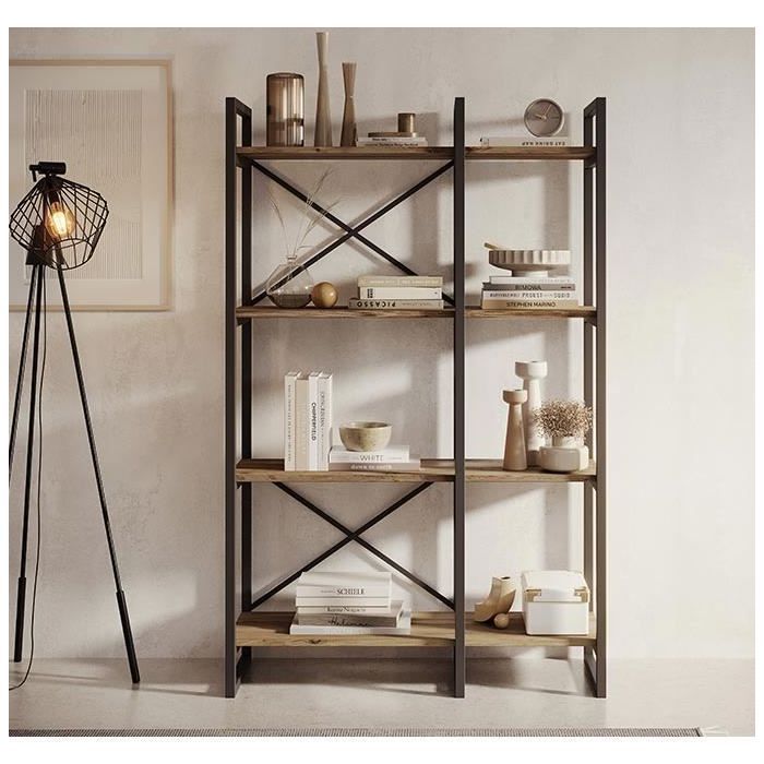 Étagère de rangement Bibliothèque 87 5cm Structure stable en acier Noir mate Style Industriel Modèle FACTORY E2 Étagère de rangement Bibliothèque 87 5cm Structure stable en acier Noir mate Style Industriel Modèle FACTORY E2