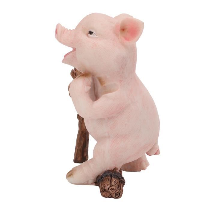 Cochon rose assis, L.19 cm, animal en résine, extérieure, Garden ID