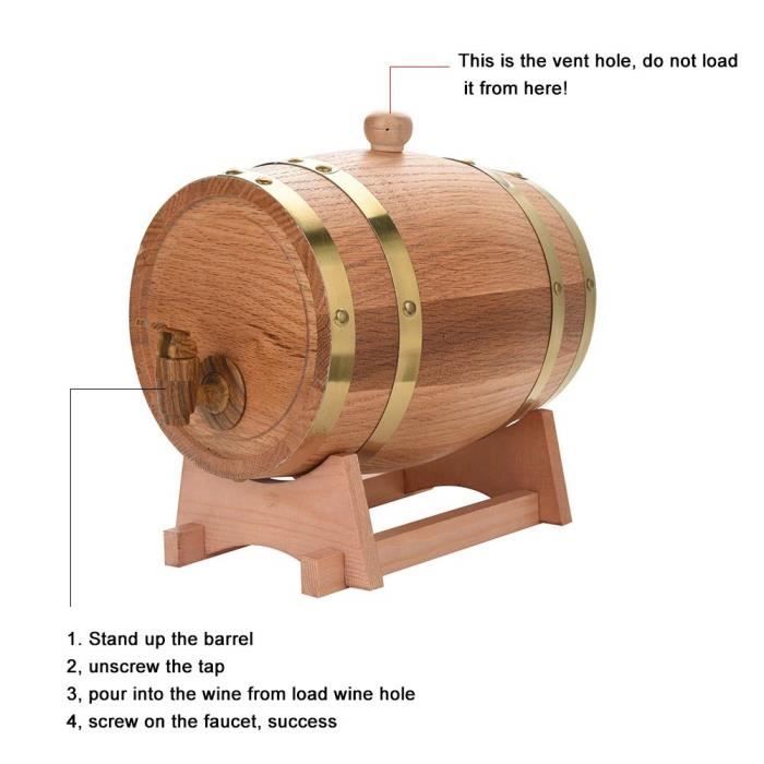 Tonneau à Vin Décoratif En Bois Avec Support - 1 Litre Pour Bar, Maison Ou Cadeau | Design Rétro Et Fonctionnel - 7