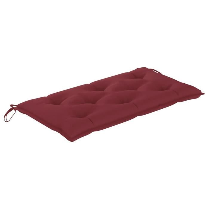Coussin De Banc De Jardin Imperméable 2/3 Places - Similicuir PU, Housse Amovible - Dimensions 250x40x3cm (Rouge Vin)